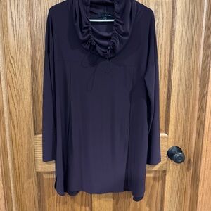 Sun Kim Joann Tunic Ruched Cowl Neck Long Sleeve Plum M USA